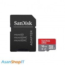 کارت حافظه میکرو اس دی سن دیسک مدل Ultra A1 UHS-I 16GB Class 10 98MBps 653X همراه با آداپتور SD