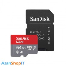کارت حافظه میکرو اس دی سن دیسک مدل Ultra A1 UHS-I 64GB Class 10 100MBps همراه با آداپتور SD