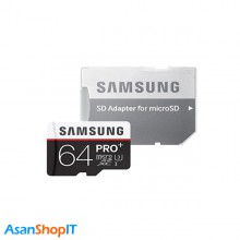 کارت حافظه میکرو اس دی سامسونگ مدل PRO Plus 64GB MicroSDXC همراه با آداپتور