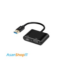 تبدیل USB 3.0 به HDMI و VGA کی نت مدل K-COUA30HV